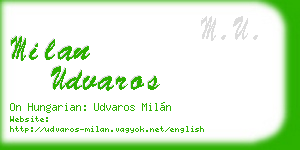 milan udvaros business card
